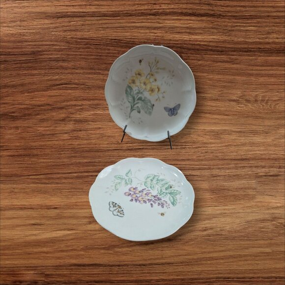 Lenox Butterfly Meadow Luncheon Plates 9-Inch Floral & Butterfly Set Of 2 Porcel - Picture 2 of 7